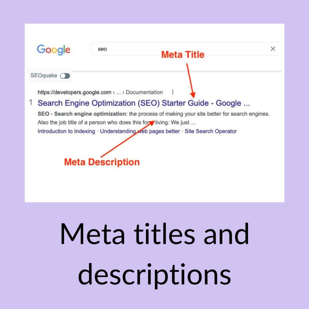 meta titles and descriptions