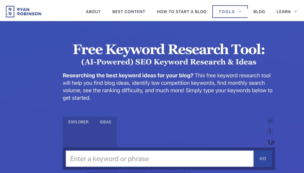 Ryan Robson’s free keyword research tool